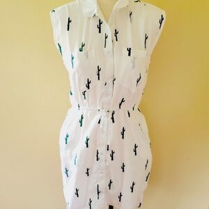 Japna white and green cactus dress